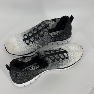 Skechers Black and White Knit Sneakers
